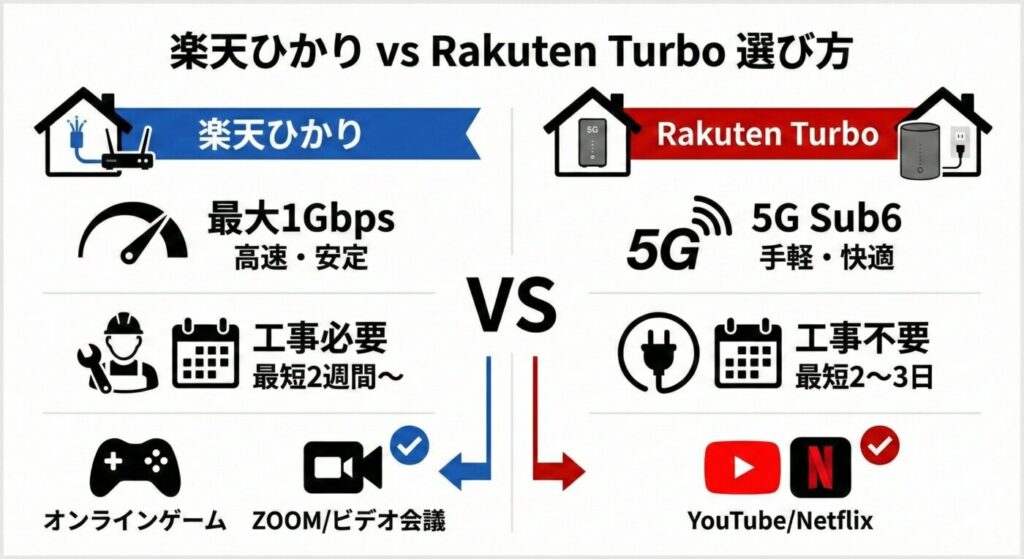 楽天ひかりとRakuten Turboの違いと選び方