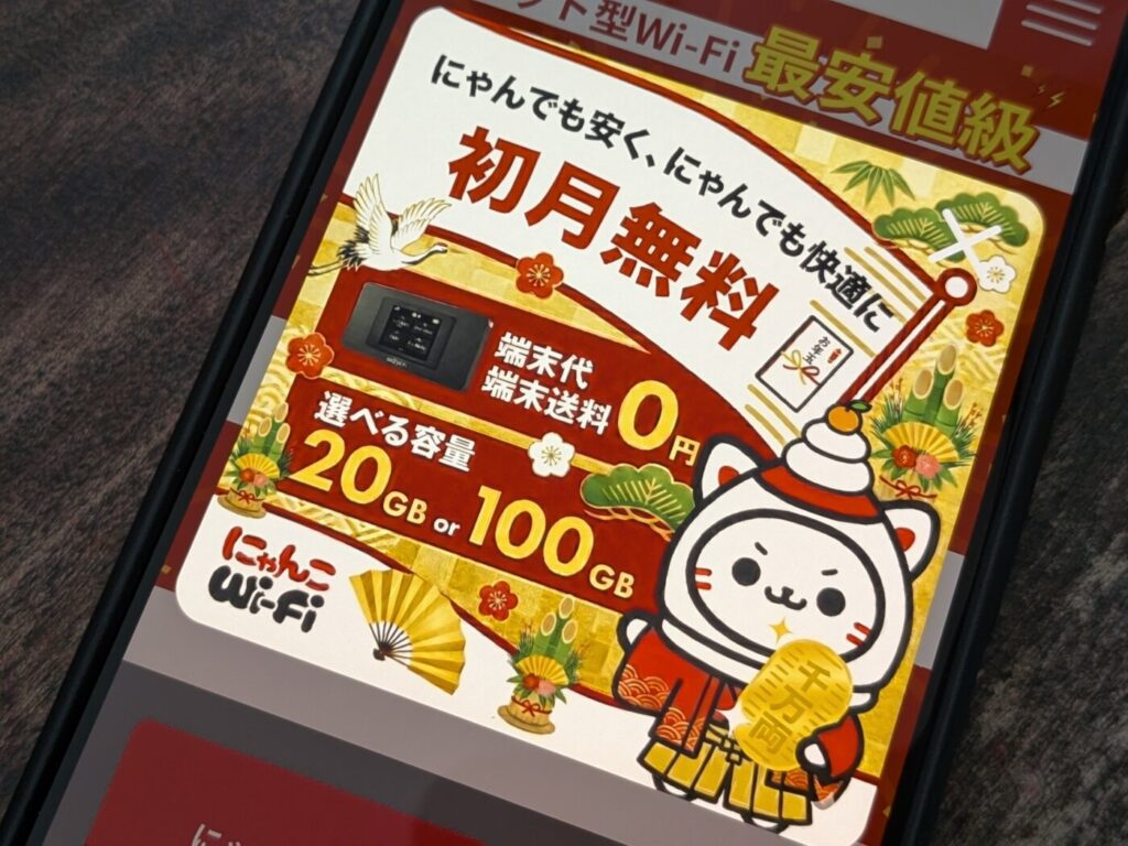 100GBが3,000円以下のにゃんこWi-Fi