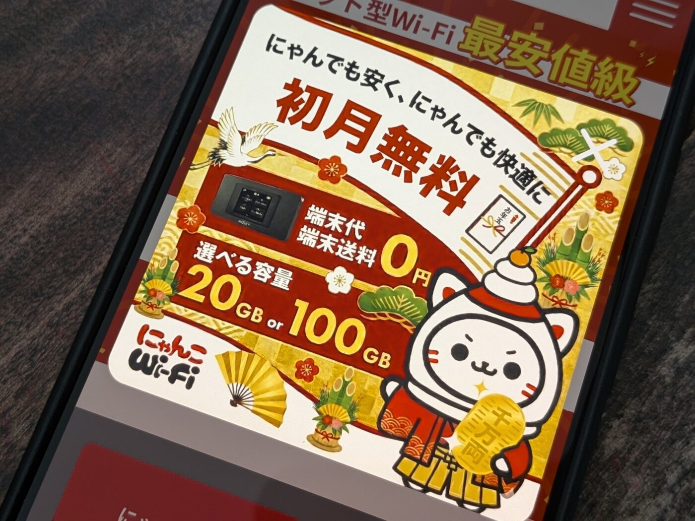 100GBが3,000円以下のにゃんこWi-Fi