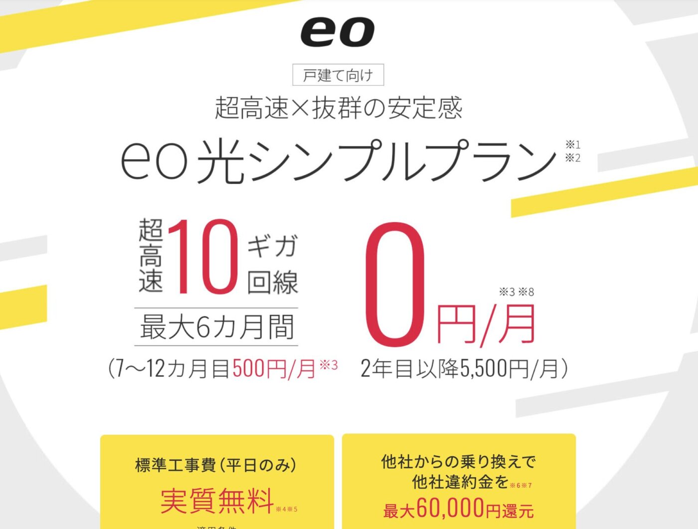 11/3までに加入で月額が6ヶ月0円のeo光シンプルプラン