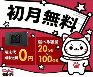 にゃんこWi-Fiは契約縛りもゆるく短期利用にも最適で1ヶ月無料のおすすめポケットWi-Fi