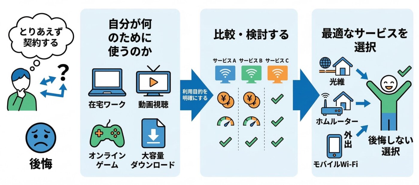 まとめ:目的から逆算してネット回線を選ぼう