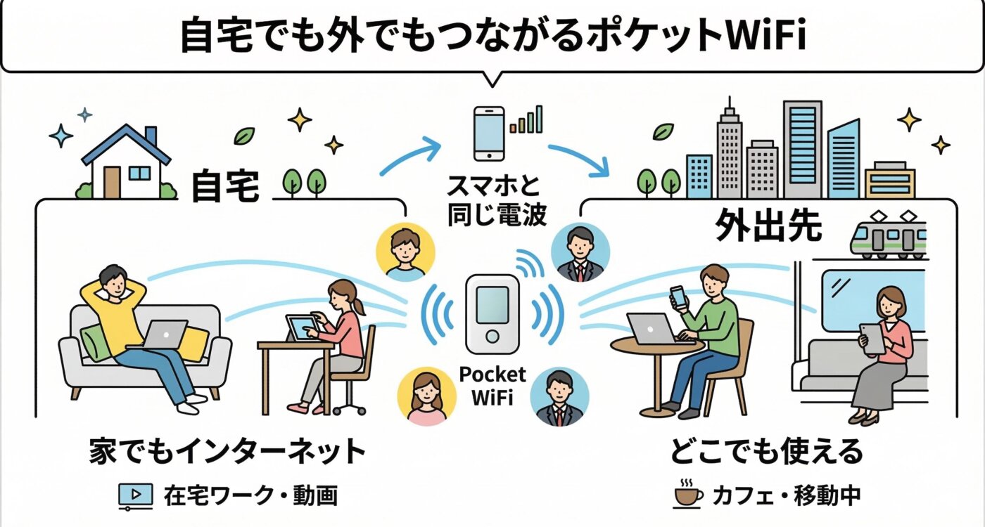 外でもどこでも繋がるモバイル回線、ポケットWiFi