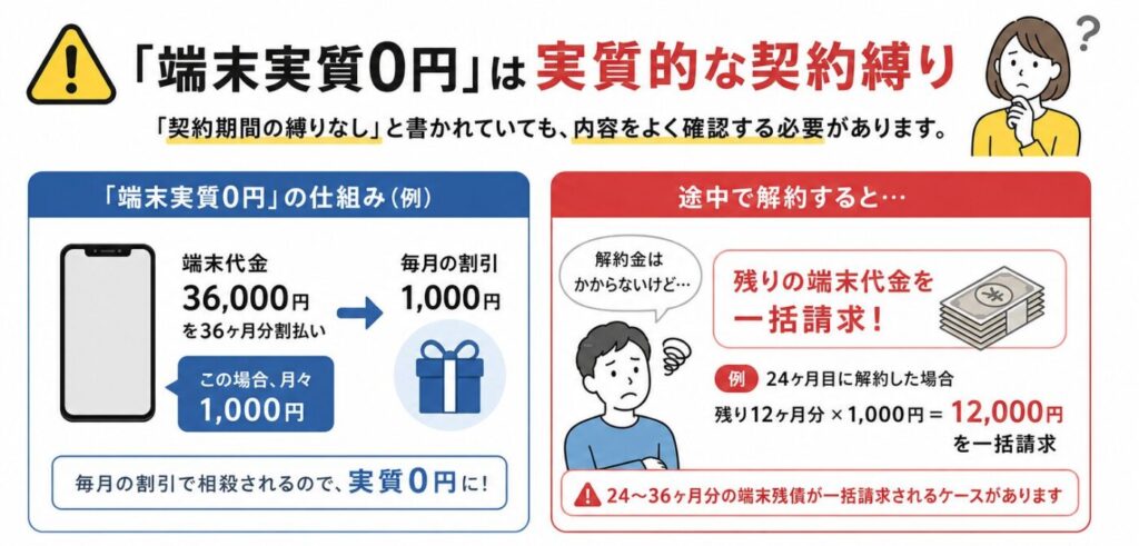 【注意】ポケットWi-Fiの契約期間しばりなしでも、端末実質0円は実質的な契約期間に縛られるケースが多い