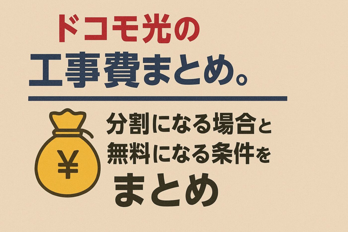 ドコモ光の工事費まとめ。分割になる場合と無料になる条件をまとめ