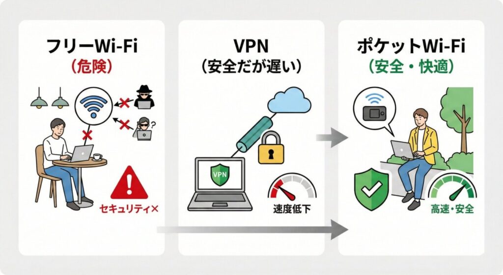 カフェでリモートワーク・テレワークをするならモバイル回線のポケットWi-Fiがセキュリティの面でも最も安心