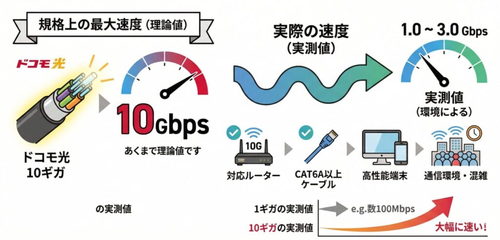 ドコモ光の10ギガの実測値について