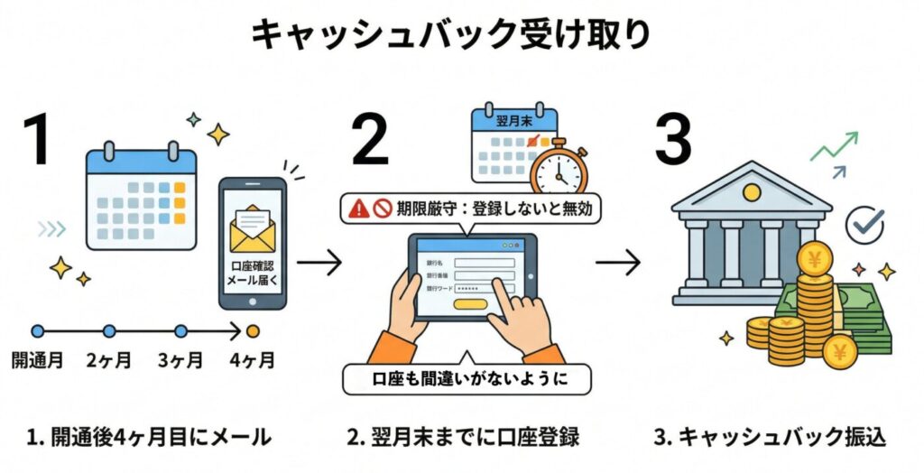 ドコモ光申し込み特典のキャッシュバックを受け取る