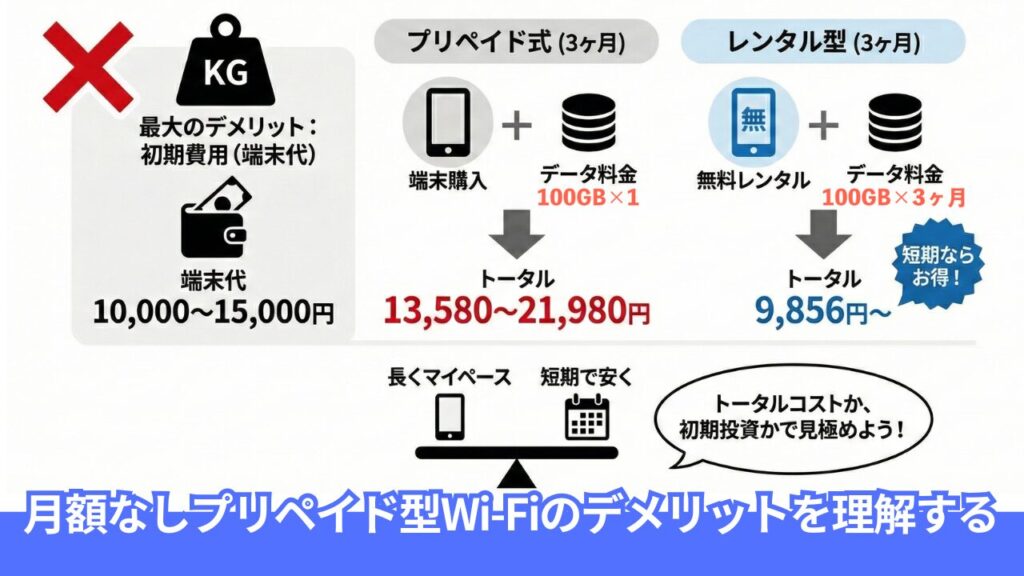 月額なし・契約なしプリペイド型ポケットWi-Fiのデメリットを理解しておく