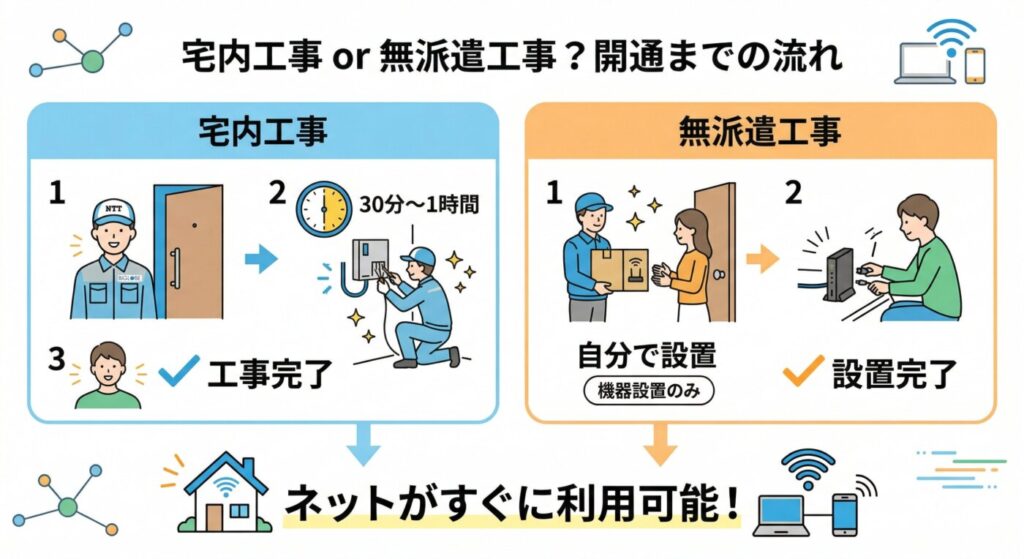 ③ 宅内工事または無派遣工事