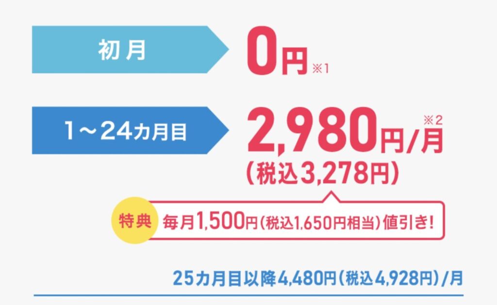 BIGLOBE WiMAXは24ヶ月は基本料金が大幅割引で他社プロバイダよりも安い