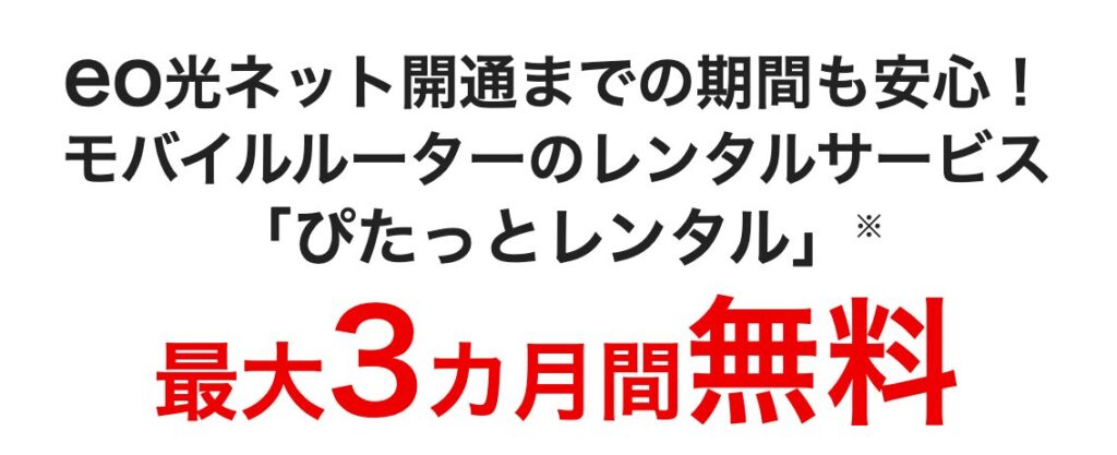 ② ネット開通までの期間のモバイルルーターレンタルが最大3ヶ月無料