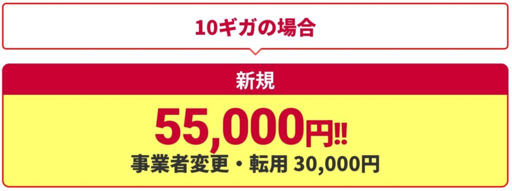 ドコモ光をOCN インターネット経由で申込みすると55000円のキャッシュバック特典がある