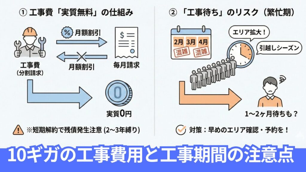 沖縄県で10ギガ回線導入の注意点|工事費無料と「工事待ち」のリスク