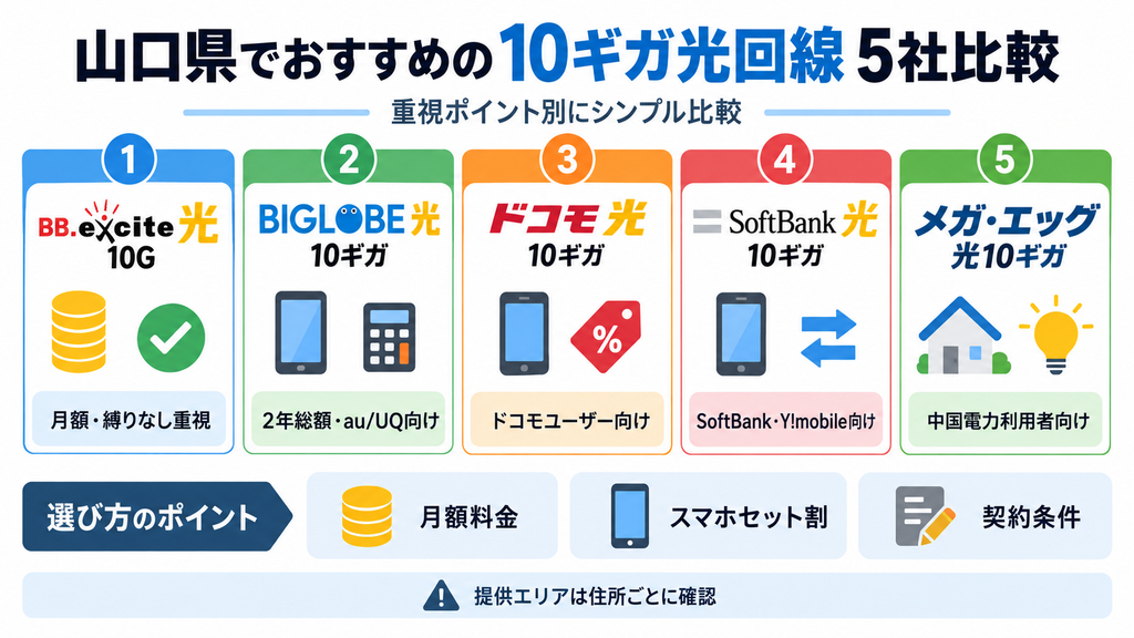 山口県でおすすめの10ギガ光回線5社を詳しく比較