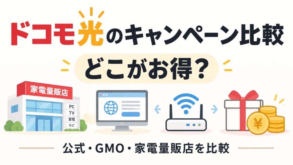 ドコモ光のキャンペーンを公式・GMO・家電量販店で比較し、どこがお得かを検討
