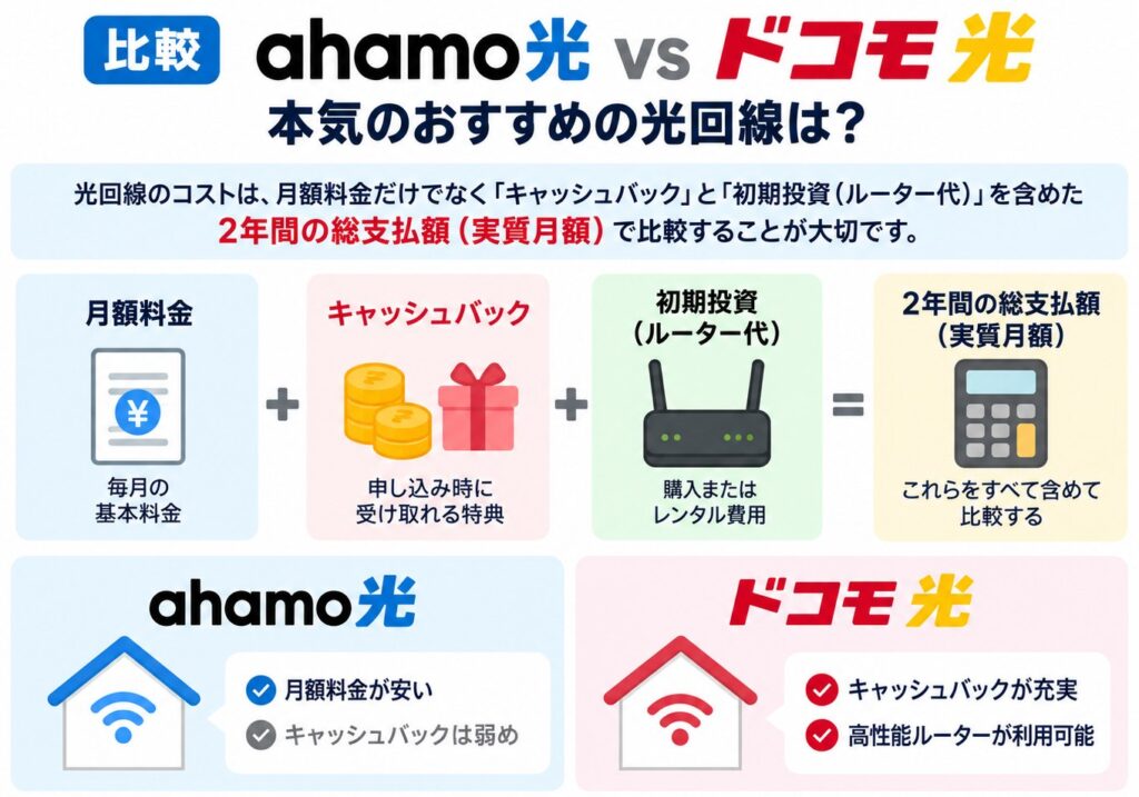 ahamoにおすすめの光回線は？月額料金の安さだけで選ぶ落とし穴とドコモ光が正解な理由を解説