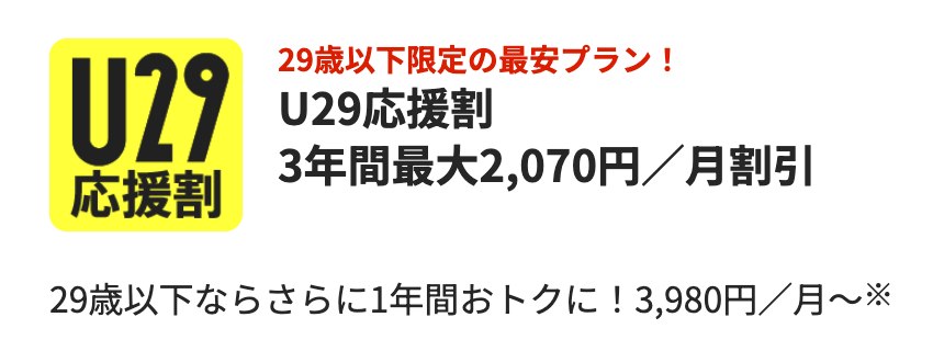 NURO 光(H)のU29応援割の割引額と割引後の月額