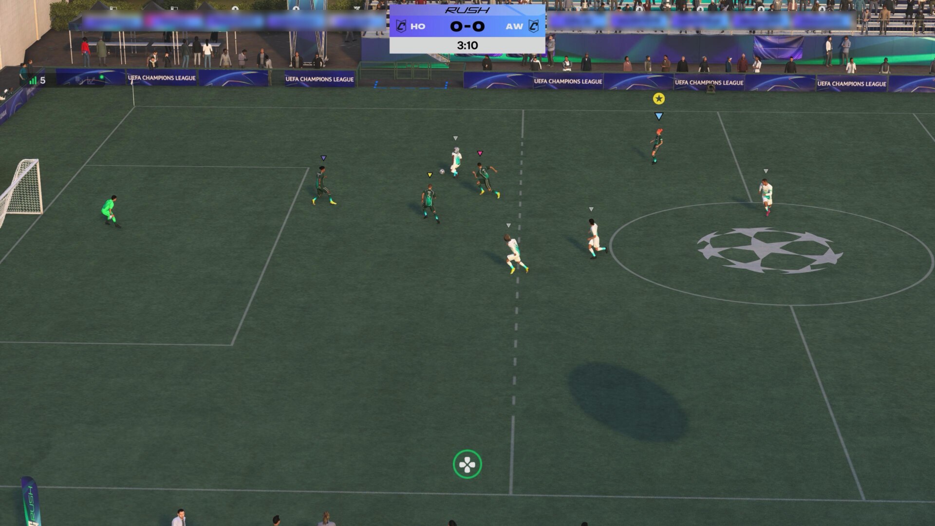 FC27のRushモードで選手たちが試合をしているプレイ画面